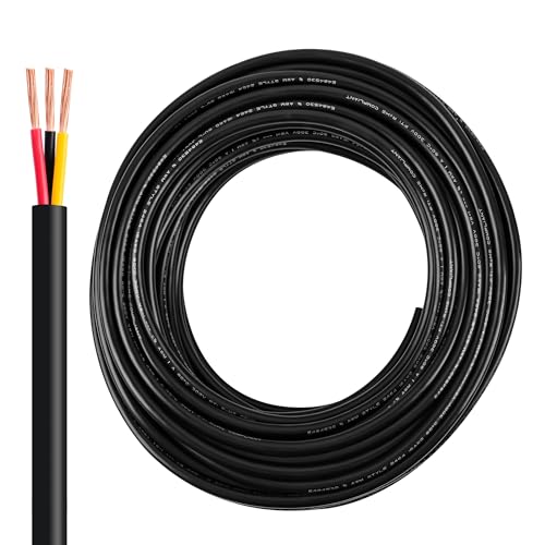 14 Gauge Wire 3 Conductor,14 AWG Electrical Wire Stranded PVC Cord Oxygen-Free Copper Cable,26FT 3 Core Pure Copper Flexible Cable Wire for LED Lamp Lighting Strips Automotive (14AWG-3C, 26FT)… - size: 26FT, style: 14AWG-3C