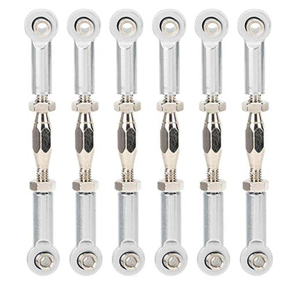 RC Car Turnbuckle, 6Pcs Adjustable Servo Links Tie Rod Aluminum Alloy RC Pull Rod Turnbuckle Rod Linkage Set for RC Hobby Car Model(Silver) Rc Steering Linkage Dilwe Tie Rods Buckle