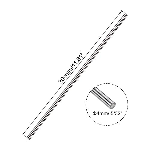 uxcell 4mm x 300mm 304 Stainless Steel Solid Round Rod for DIY Craft - 5pcs - size: 300mm