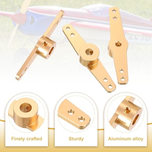 MECCANIXITY Steering Servo Arm, Double Aluminum Steering Arm Servo Horn 5.1mm for RC Model Car Robot Boat Airplane Pack of 2 (Gold)