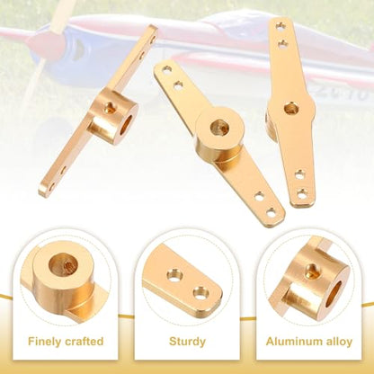 MECCANIXITY Steering Servo Arm, Double Aluminum Steering Arm Servo Horn 5.1mm for RC Model Car Robot Boat Airplane Pack of 2 (Gold)