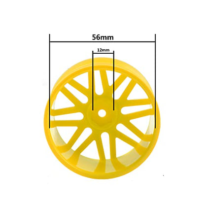 16-Spoke OD 86mm/3.38'' 16-Spoke 12mm Hex Hub Wheel Rims & Rubber Tires Compatible with Redcat Tornado HPI HSP Kyosho Losi 1/10 Scale Off Road Buggy (Yellow) - color: Yellow