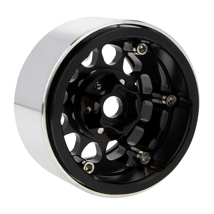 MEUS RACING 1.9 Beadlock Wheels Rims Deep-Dish Wheel for Axial SCX10 Traxxas TRX4 Vanquish VS4-10 Redcat Gen8 1/10 RC Crawler Upgrades (Style A, Black) - color: Style A, Black