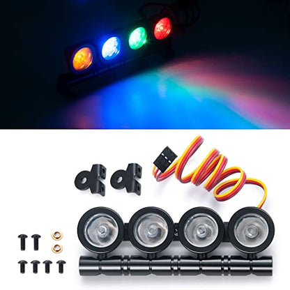 SCX10 TRX4 LED Light Bar LED Lamp Kit 4 LEDs Body Shell Roof Lights | RC Crawler LED Light Bar Kit Roof Spotlight Light for TRX4 SCX10 90027 SCX10 II 90046 D90 1/10 RC Car (Multicolor) - color: Multicolor