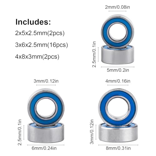 20PCS Bearing Kit Steel Sealed for Axial SCX24 Deadbolt Bronco JLU Gladiator C10 Wrangle 1/24 RC Crawler Upgrade Parts