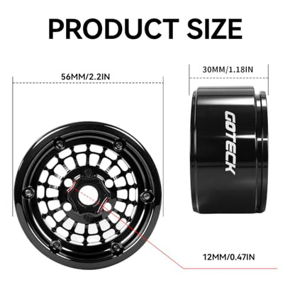 GOTECK RC Rims 1.9 Inch Beadlock Wheel Negative Offset -10mm CNC Aluminum Wheel Rim Wheel Hub 4pcs-Set for Axial SCX10 Pro TRX4 VS4-10 Gen8 RC4WD 1/10 RC Crawler Car - color: Gs11