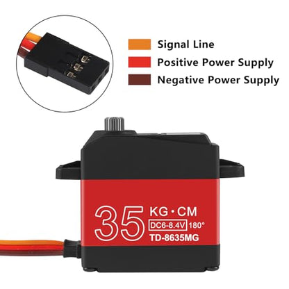 2PACK 35KG RC Servo High Torque Servo Motors, Metal Gear, Waterproof, 180 Rotation, Compatible with 1/6-1/12 RC Cars & Robots - color: 35kg