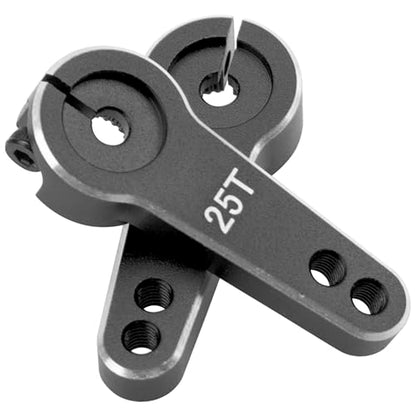 4Pcs Vgoohobby Aluminum 25T Servo Arm Horn Steering Arms Fit for Standard Servo Motors Compatible with Traxxas Axial Tamiya 1/10 RC Crawler Car (Black) - color: Black