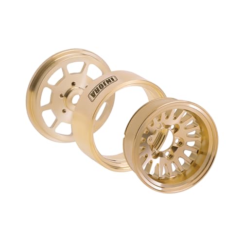 INJORA 1.0 Plus Brass Beadlock Wheel Rim for 1/24 1/18 RC Crawler TRX4M Ascent18 SCX24 FCX24 Upgrade(Brass) - color: Brass