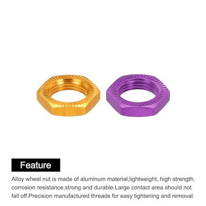 MECCANIXITY Aluminum 17mm RC Wheel Nut Thread M12x1.0mm Hex Wheel Nuts RC Wheel Nut for 1/8 RC Model Car Trucks Off Road Car Upgraded Parts Pack of 8(Purple & Gold) - color: Purple & Gold