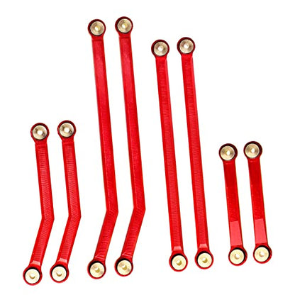 Hobbypark High Clearance Links Set Aluminum Upgrades Linkage for Axial SCX24 Deadbolt AXI90081 B17 Upgrades 1/24 RC Crawler Car (Red) - color: Red