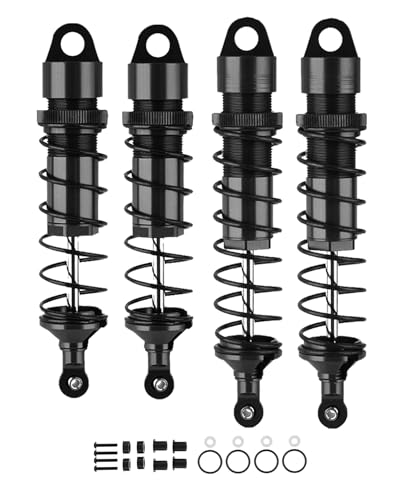 Front Rear RC Shock Upgrades Part for 1/8 Sledge 4WD #95076-4, 4PCS Full Aluminum Big Bore RC Shocks Hops Up for Sledge Monster Truck,Black - color: Black