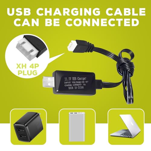sea jump 3S Lipo Battery 11.1V 2000mAh 35C with T Plug and USB Charging Cable Suitable for RC Car Truck Boat， RC Quadcopter Aircraft, FPV Drone Battery