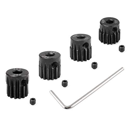 Hobbypark Metal Steel 48P Pinion Gear Set 3.175mm Shaft Hole 13T 14T 15T 16T 48 Pitch Motor Gears Kit for RC Car (4-Pack)