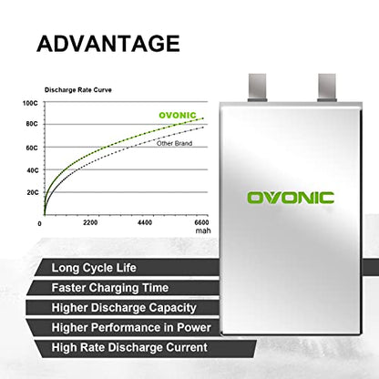 OVONIC Lipo Battery 6500mAh 80C 11.1V 3S RC Battery with EC5 Connector for RC Plane DJI Quadcopter RC Airplane RC Helicopter RC Car Truck Boat 2pcs
