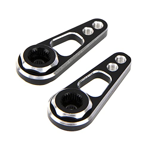 2Pack Vgoohobby Aluminum Alloy RC Double Hole 25T Steering Servo Arm Horn Compatible with Recat Axial SCX10 90046 Traxxas TRX-4 1/10 RC Crawler Climbing Car (Silver-Black) - color: Silver-black