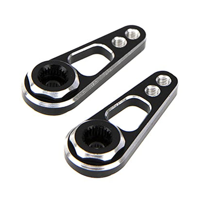 2Pack Vgoohobby Aluminum Alloy RC Double Hole 25T Steering Servo Arm Horn Compatible with Recat Axial SCX10 90046 Traxxas TRX-4 1/10 RC Crawler Climbing Car (Silver-Black) - color: Silver-black