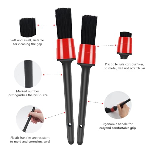 9pcs Detailing Brush Set,Interior Cleaning Brush,Steel Wire & Tire Brush Automotive Cleaning Brush Kit,for Cleaning Engine, Body Exterior Surface, Carpet, Truck, SUV, RV, Motorcycle