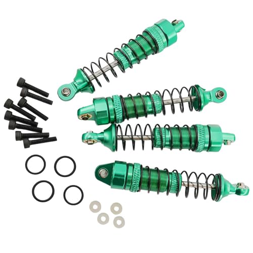 1/18 RC Aluminum Shock Absorbers Set 67mm, Pre-Assembled Suspension Damper Kit for RC Cars, Front Rear Upgrade Parts, 4PCS (Green) - color: Green