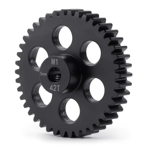 Steel M1 Pinion Gear 42T 5mm Shaft Motor Gears for 1/8 1/10 RC Brush | Brushless Motor Electric Car/Truck Part - size: 42T