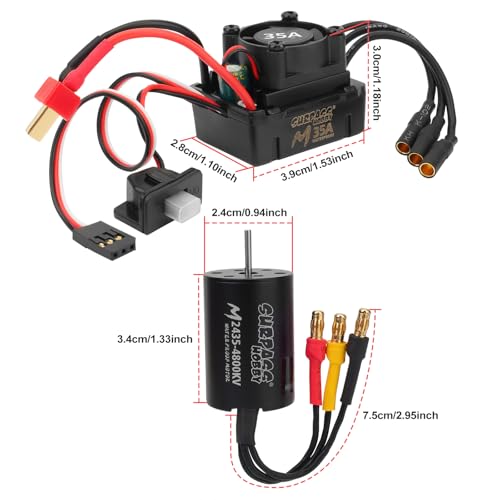 1/16 1/18 RC Brushless Sensorless Motor 35A ESC Combo,2435 4800KV | Waterproof Sensorless Motor,Surpass Hobby,Electric Speed Controller Set,for RC Model Car Truck - size: 4800KV, style: 2435