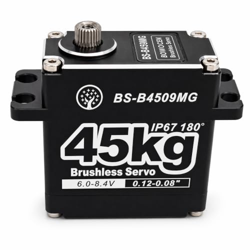 45KG Servo Large Torque HV Full Metal Gear IP67 Waterproof Steering Brushless Digital Servo with 25T Servo Horn for 1/6 1/8 1/10 RC Car Parts (BS-B4509MG-180 Degree) - color: Bs-b4509mg-180 Degree