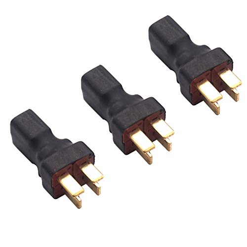 3PCS RC T Plugs Parallel Connector,1 Female to 2 Male T Plug Adapter Compatible with RC Quadcopter Airplane Car Lipo Battery