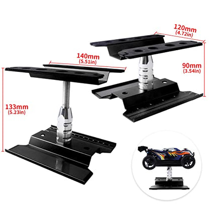 Aluminum Alloy RC Car Work Stand Repair Workstation with Screws Kit & 17mm Hex Wheel Wrench 360 Degree Rotation Lift/Lower for 1/8 1/10 1/12 Scale Cars Trucks Buggies (Black) - color: Black