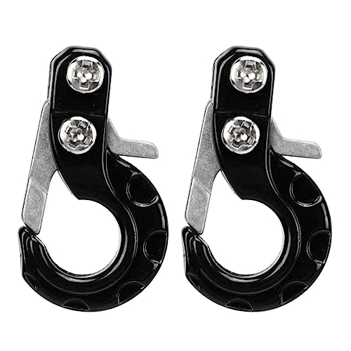 RC Winch Trailer Hook Set 2Pcs, 0.9x0.5in/2.3x1.3cm | Aluminum Alloy | 1/10 Crawler Truck | SCX10 D90 Compatible | Simulation Design | RC Car Accessory(Black) - color: Black