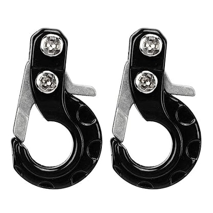 RC Winch Trailer Hook Set 2Pcs, 0.9x0.5in/2.3x1.3cm | Aluminum Alloy | 1/10 Crawler Truck | SCX10 D90 Compatible | Simulation Design | RC Car Accessory(Black) - color: Black