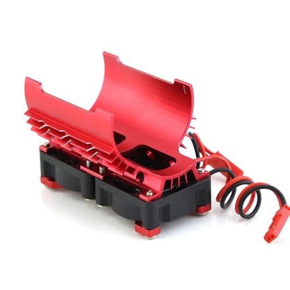 4068 4074 4082 4268 4274 Motor Heat Sink 30mm Dual Cooling Fan 40-42Mm Motor for 1/8 1/7 Arrma Typhon 6S Kraton 6S Felony Mojave Upgrades Parts(Red)