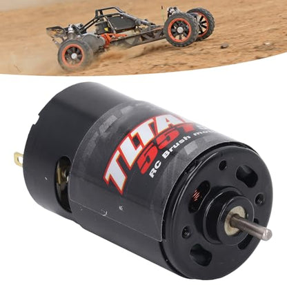 RC Brushed Motor 550, High-Speed Universal RC Motor 55T with Built-in Cooling Fan and 1/3 Reduction for 1/14 1/10 RC Crawler Car Truck and Modified Vehicles