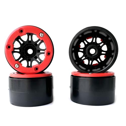 4PCS Plastic 2.2 Inch Beadlock Wheel Rim Wheel Hub 12mm Hex for 1/10 RC Off Road Rock Crawler Car for Axial SCX10 90046 TRX4 Wraith RR10 RBX10 Yeti Capra 2.2Inch Tires(8Holes-Red) - color: 8holes-red