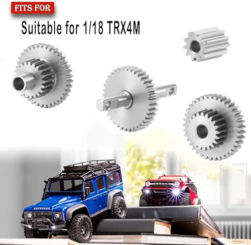 MOHERO Stainless Steel 9.7:1 Overdrive Transmission Gear Pinion Set for Tra-xxas 1/18 TRX4M Bronco Defender RC Crawler Car - color: 9.7:1