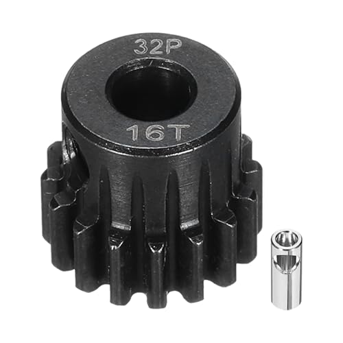 32P Steel Pinion Gear Set 16T for 5mm Shaft Hardened Steel Pinion Gear with Shaft Coupler Connector for RC Motor - style: 16T