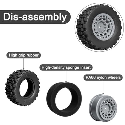 Pre-Glued 12mm Hex RC Wheels and Tires for 1/10 RC Short Course Truck, 4PCS | Compatible with 1/10 Arrma Senton Traxxas Slash Axial Losi Axial Redcat - color: Black Tires B+ Gray Wheels