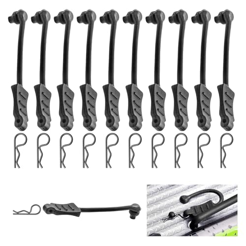 20pcs HobbyPark Micro RC Car Body Clips and Pull Tabs Retainer R Pins for 1/24 1/28 1/36 Scale Mini Cars SCX24 FCX24 Gladiator Bronco C10 JLU Deadbolt B-17 - size: 0.7mm Rod Black Clips