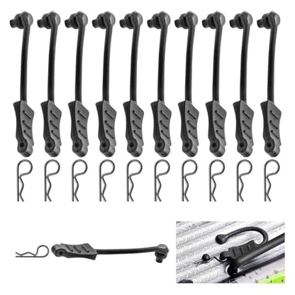 20pcs HobbyPark Micro RC Car Body Clips and Pull Tabs Retainer R Pins for 1/24 1/28 1/36 Scale Mini Cars SCX24 FCX24 Gladiator Bronco C10 JLU Deadbolt B-17 - size: 0.7mm Rod Black Clips