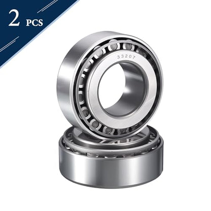 2 Pack 33207 Tapered Roller Bearing Cone and Cup Set | 35mm Bore 72mm OD 28mm Cup Width, Chrome Steel Taper Bearings Set, ABEC-3 - size: 33207