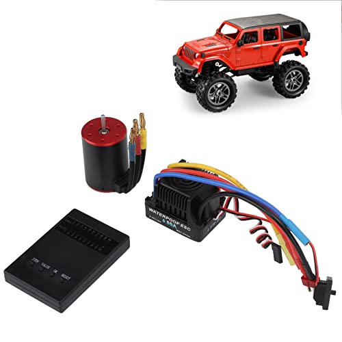 3650 3900KV Brushless Motor with 80A ESC Set, Waterproof Brushless Motor and ESC Combo, High Performance CNC Aluminum Alloy Cooling System for 1/10 1/8 RC Car Truck Off Road Vehicl