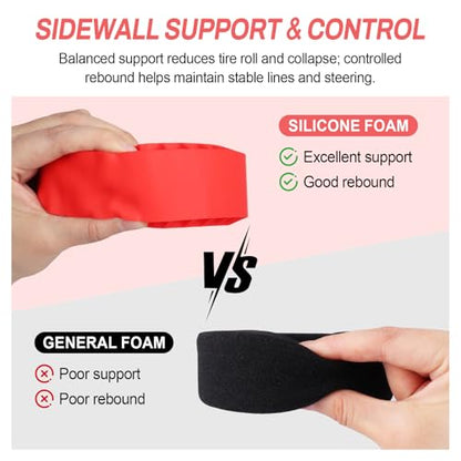 Soft 2.2" Silicone Tire Inserts for RC Crawlers, 4-Pack — Fits 132–134 mm 5.25" OD, 125×45 mm — Waterproof, Sidewall Stabilization, Traction and Climbing Control (Red) - color: Red