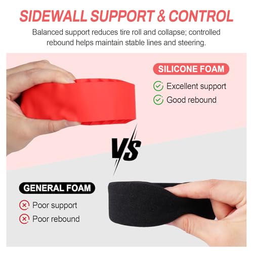 Soft 2.2" Silicone Tire Inserts for RC Crawlers, 4-Pack — Fits 132–134 mm 5.25" OD, 125×45 mm — Waterproof, Sidewall Stabilization, Traction and Climbing Control (Red) - color: Red