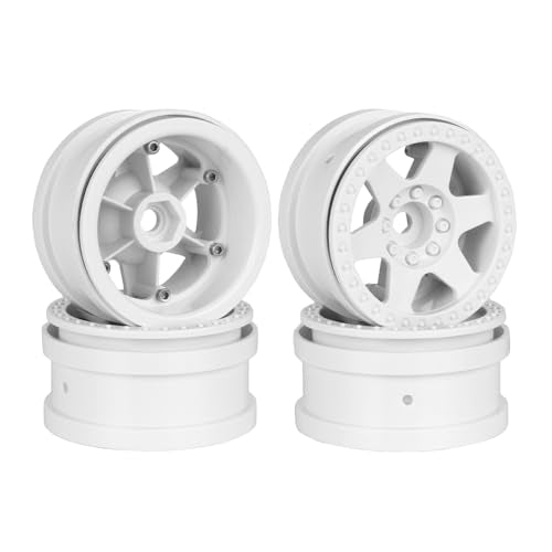 4PCS Plastic 2.2 Inch Beadlock Wheel Rim Wheel Hub 12mm Drive Hex Compatible with 1/10 RC Crawler Car for Axial SCX10 90046 TRX4 Wraith RR10 Capra(White) - color: White