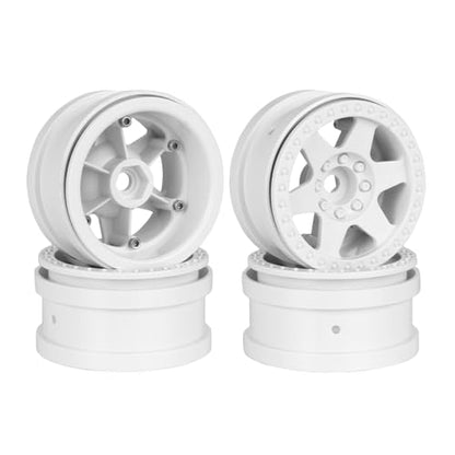 4PCS Plastic 2.2 Inch Beadlock Wheel Rim Wheel Hub 12mm Drive Hex Compatible with 1/10 RC Crawler Car for Axial SCX10 90046 TRX4 Wraith RR10 Capra(White) - color: White