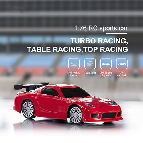 1:76 Turbo Racing Scale RC Sport Car, Table Racing Remote Control Mini Model Car Full Proportional RTR Kit Toys (C71red) - color: C71red