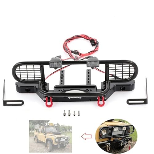 Rc Bumper Models Parts Compatible with for TRX4 for Defender Metal Front Camel Trophy Bumper with Light for 1/10 RC Crawler Car Accessory