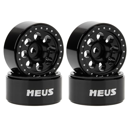 MEUS RACING 0.7 Beadlock Wheels Rims Deep-Dish Wheel for Axial SCX30 1/30 RC Crawler Upgrades(Type D, Black) - color: Type D, Black