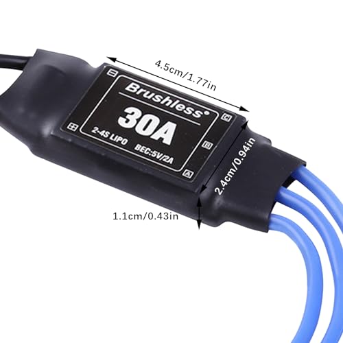 30A Electric Brushless Motor Controller, 2 Pcs ESC Speed Controller with XT60 and 3.5mm Bullet Plugs for RC Drone RC Airplane Helicopter (30A) - color: 30A