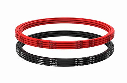 TUOFENG 20 AWG Silicone Wire Kit - 20ft | 10ft Black/Red, Hook Up Cable - size: 20 awg 2 colors each 10ft