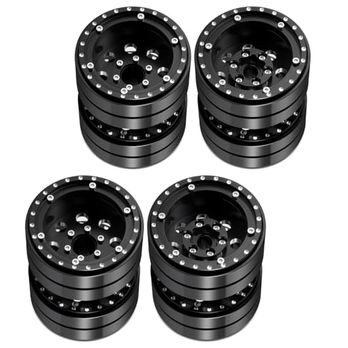 RCLIONS 1.9" Dually Beadlock Wheels 4PCS RC Aluminum Rims for 1/10th AXIAL SCX10 SCX10 II TRX4 TRX6 Flatbed Hauler RC Crawler Car Upgrade Parts - size: 4PCS